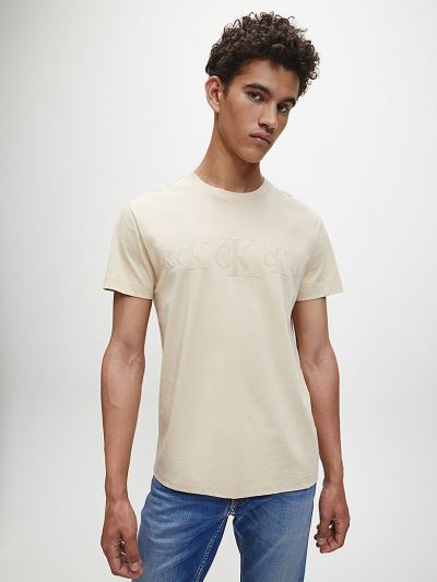 Calvin Klein Ruhák HU674016 | Calvin Klein Recycled Cotton Férfi Póló Krém